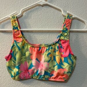 VTG Beach Scene floral swimsuit top size 14T
